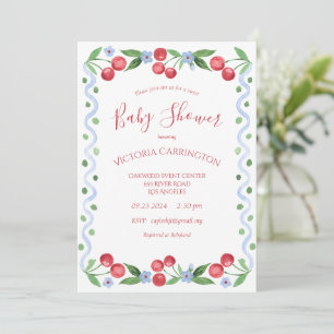 Sweet Cherry Red Baby Shower  Invitation