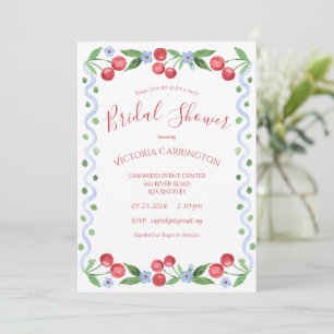 Sweet Cherry Red Bridal Shower  Invitation