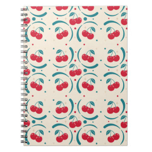 Sweet Cherry Retro Pattern Notebook