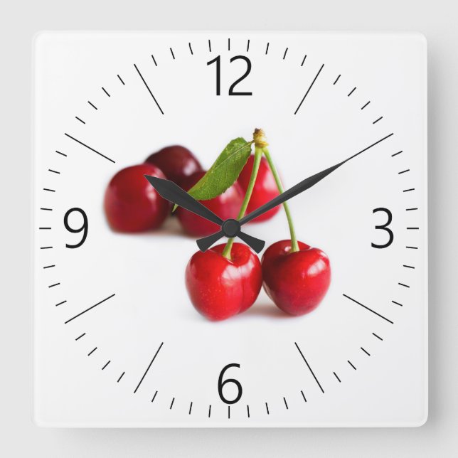 Sweet cherry square wall clock (Front)