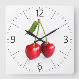 Sweet cherry square wall clock