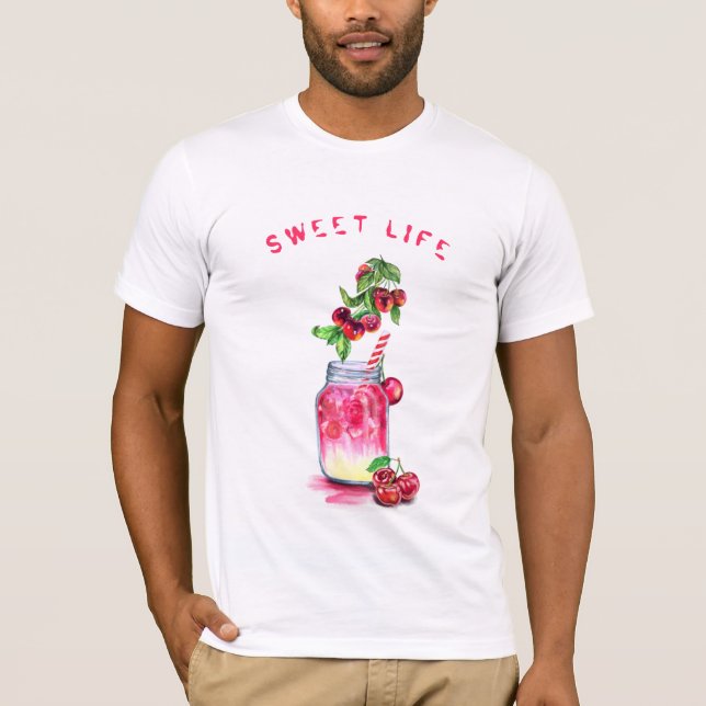 Sweet Cherry T-Shirt Cool Drink - Custom Text (Front)