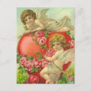 Sweet Cherubs and Hearts Postcard