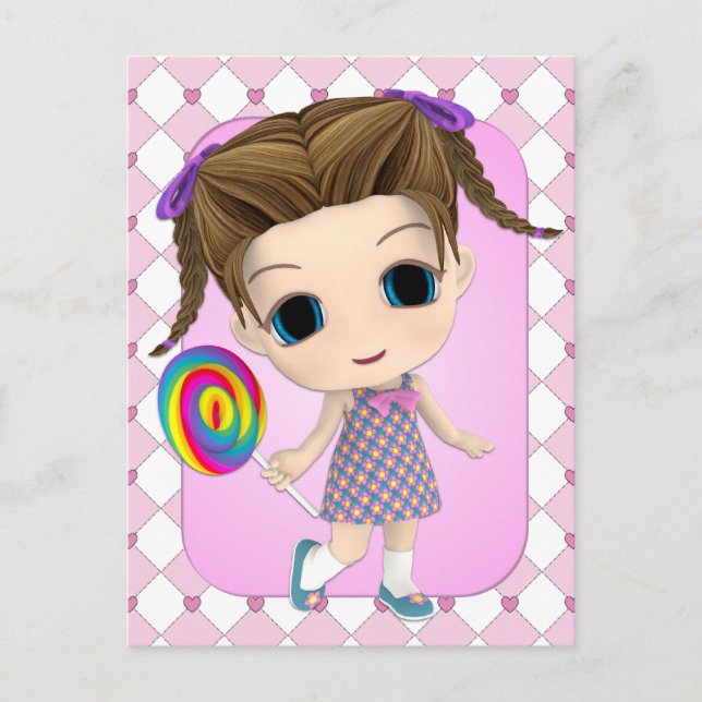 Sweet Chibi Girl Postcard (Front)