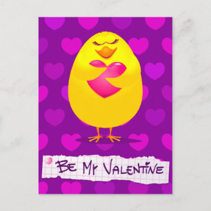 Sweet chick in love, postcard