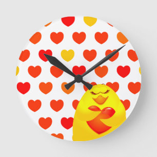 Sweet chick in love round clock