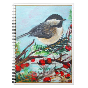 Sweet  Chickadee Songbird Art Notebook