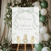 Sweet Chicks Sage Green Ribbon Vintage Baby Shower