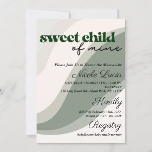 Sweet Child of Mine Green Baby Shower Invitation