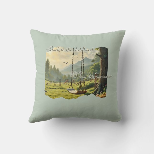 Sweet Childhood Adventures in Playful Landscapes Cushion (Back)