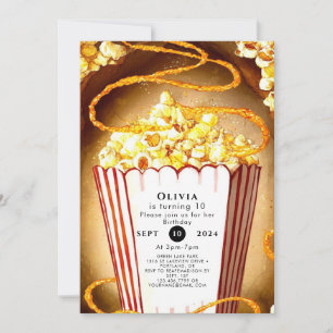 Sweet Children's Popcorn Birthday Invitation