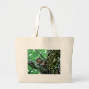 Sweet Chipmunk in a Tree Apparel and Gifts Large Tote Bag