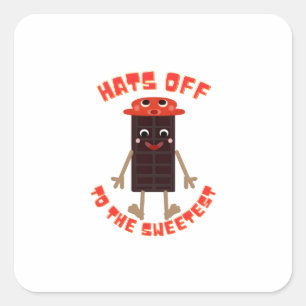 Sweet Choco-Bar Buddy: Kawaii Chocolate T-Shirt Square Sticker