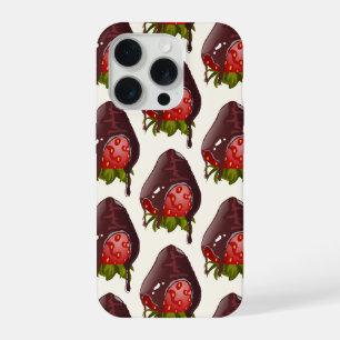 Sweet Chocolate Covered Strawberry Pattern Cream iPhone 15 Pro Case
