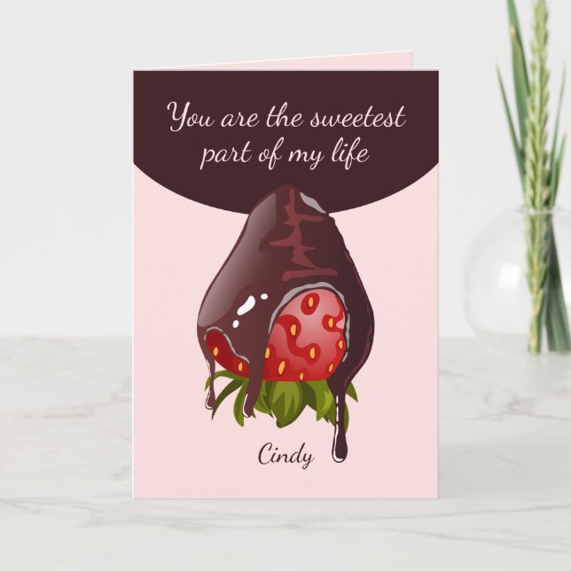 Sweet Chocolate Covered Strawberry Photo Valentine Card (Front)