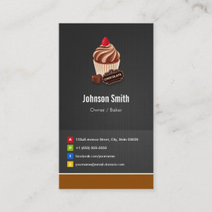 Sweet Chocolate Cupcake Pastry Bakery Business Card