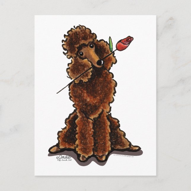 Sweet Chocolate Poodle Valentines Holiday Postcard (Front)