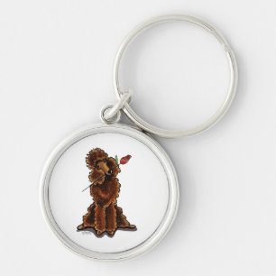 Sweet Chocolate Poodle Valentines Key Ring