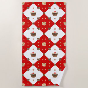 Sweet Chocolate Treats Modern Christmas Watercolor Beach Towel