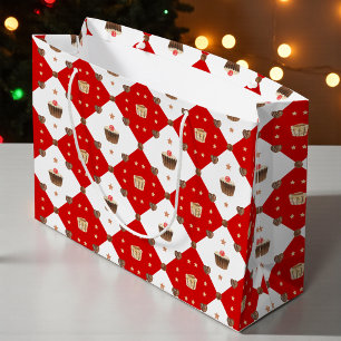 Sweet Chocolate Treats Modern Christmas Watercolor Large Gift Bag