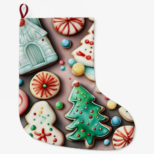 Sweet Christmas and New Year Sugar cookies Large Christmas Stocking
