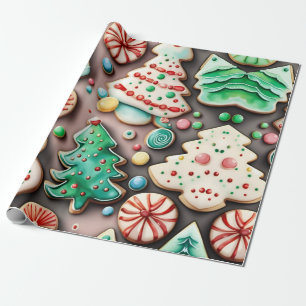 Sweet  Christmas and New Year Sugar cookies Wrapping Paper