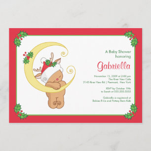 Sweet Christmas Baby Shower Invitation Baby Deer