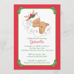 Sweet Christmas Baby Shower Invitation Baby Deer