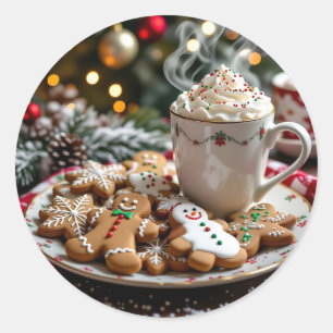 Sweet Christmas Cookies and Hot Cocoa Classic Round Sticker