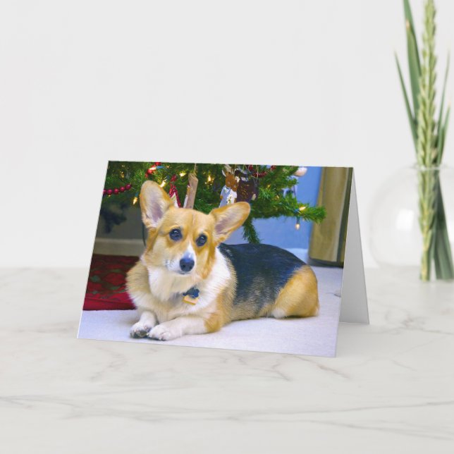 Sweet Christmas Corgi Holiday Card (Front)