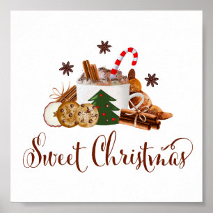 Sweet Christmas Frappuccino Cookie Cinnamon Art Poster