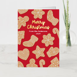 Sweet Christmas Gingerbread Cookies Foil Holiday Card