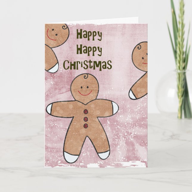 Sweet Christmas Gingerbread Cookies Holiday Card (Front)
