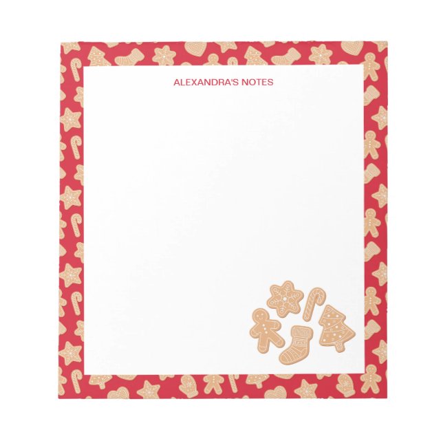 Sweet Christmas Gingerbread Cookies Pattern Notepad (Front)