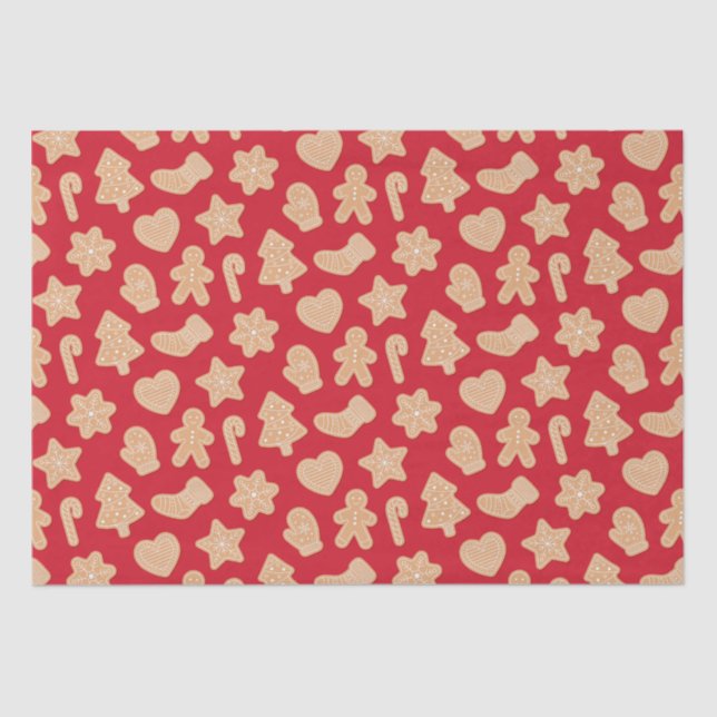 Sweet Christmas Gingerbread Cookies Pattern Tissue Paper (Front)