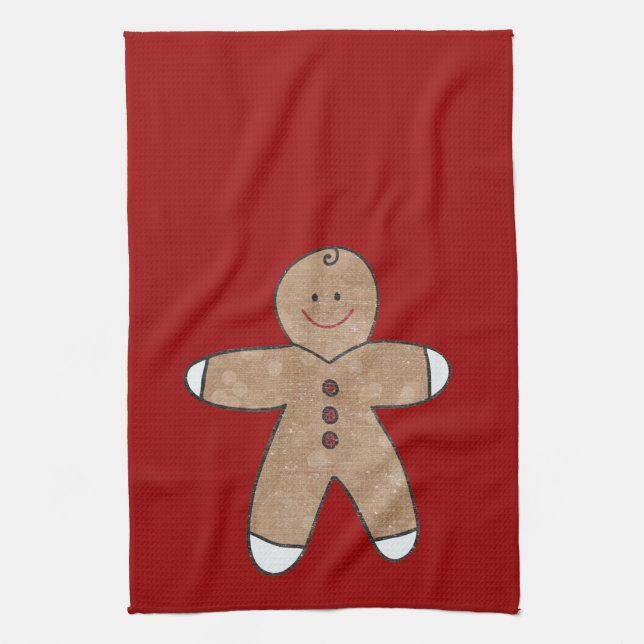 Sweet Christmas Gingerbread Cookies Tea Towel (Vertical)