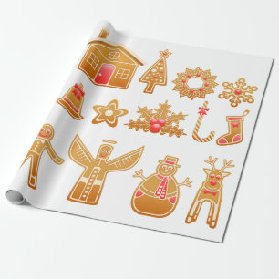 Sweet Christmas Gingerbread Design Wrapping Paper