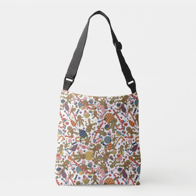 Sweet Christmas Gingerbread Man Candy Cane Delight Crossbody Bag (Front)