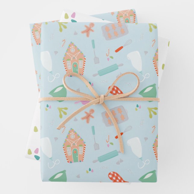 Sweet Christmas holiday baking and gingerbread Wrapping Paper Sheet (In situ)