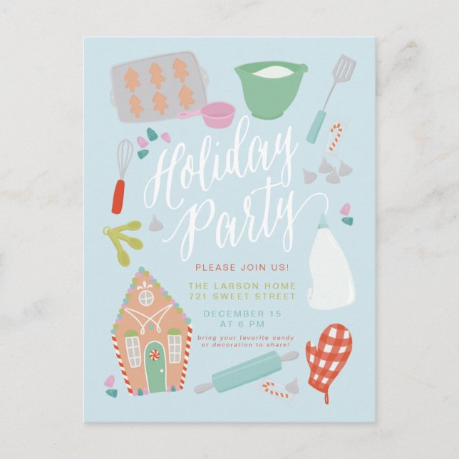 Sweet Christmas holiday baking treats Invitation Postcard (Front)