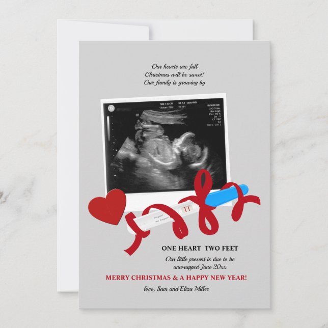 Sweet Christmas Holiday Pregnancy Announcement (Front)