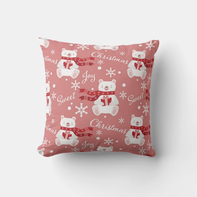 Sweet Christmas Joy Bear Cushion (Front)