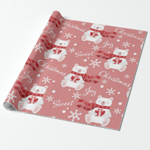Sweet Christmas Joy Bear Wrapping Paper