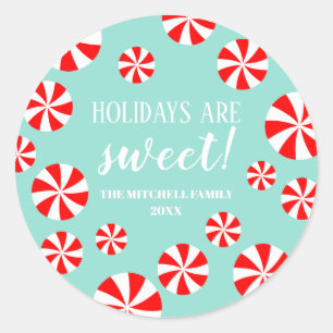 Sweet Christmas   Peppermint Candy Holiday Classic Round Sticker