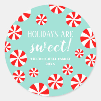 Sweet Christmas | Peppermint Candy Holiday Classic Round Sticker