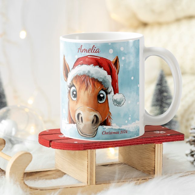 Sweet Christmas Pony Personalised Christmas Mug (Sweet Christmas Pony Personalized Christmas Mug)