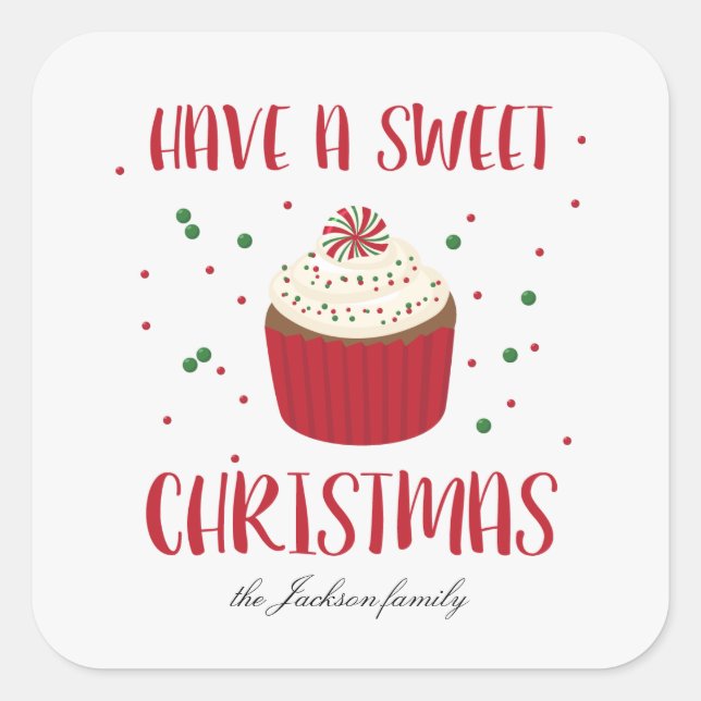 Sweet Christmas Red and Green Holiday Sticker (Front)
