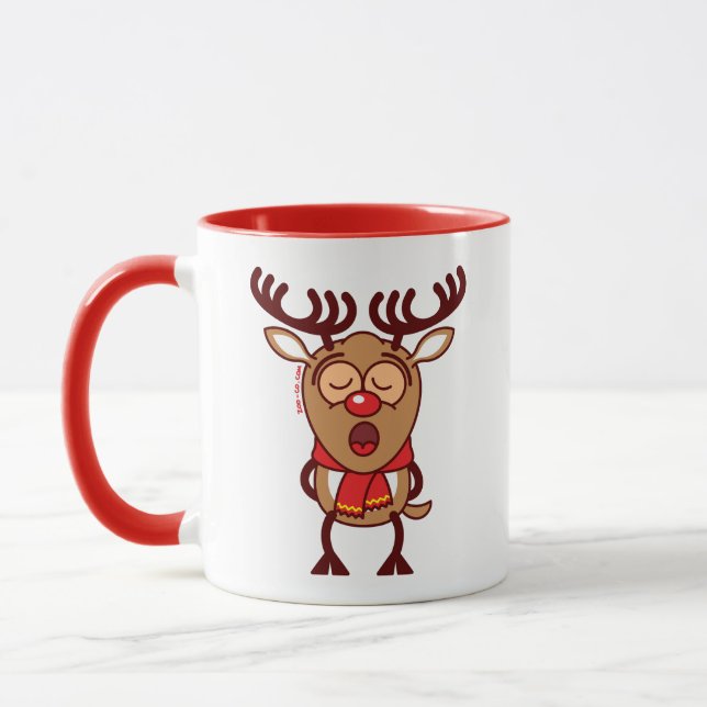 Sweet Christmas reindeer singing Mug (Left)