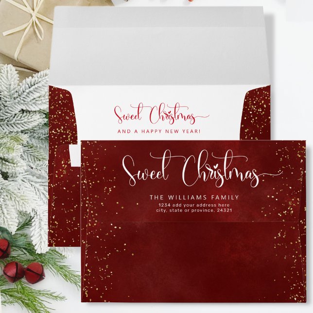 Sweet Christmas Script, Red and Gold Glitter Envelope (Creator Uploaded)