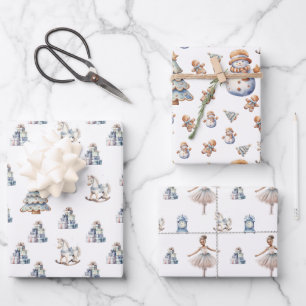 Sweet Christmas Winter Pattern Wrapping Paper Sheet